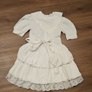 Bonnie Jean Cream Kids Dress with Lace Trim